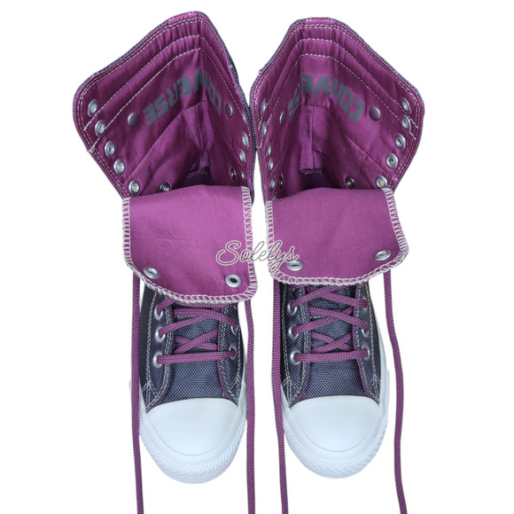 Converse CTAS 2012 RARE XHI 13 Eyelet Calf High Purple Foldover Sneaker Womens 7 - Picture 10 of 13